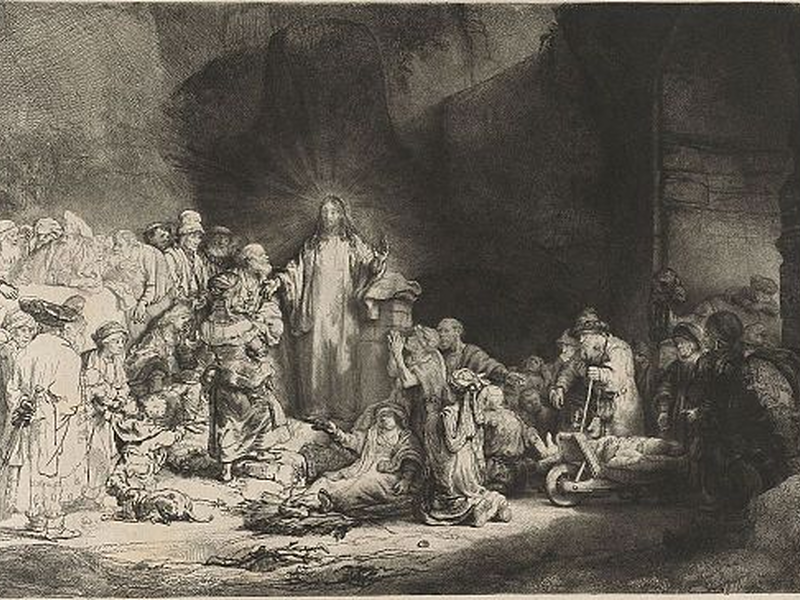 512px-rembrandt_-_the_little_children_being_brought_to_jesus__the_100_guilder_print__-_wga19060